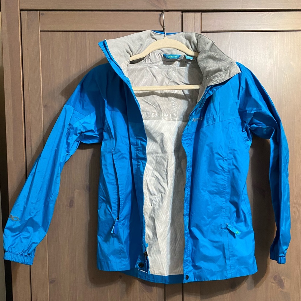 Marmot blue rain jacket